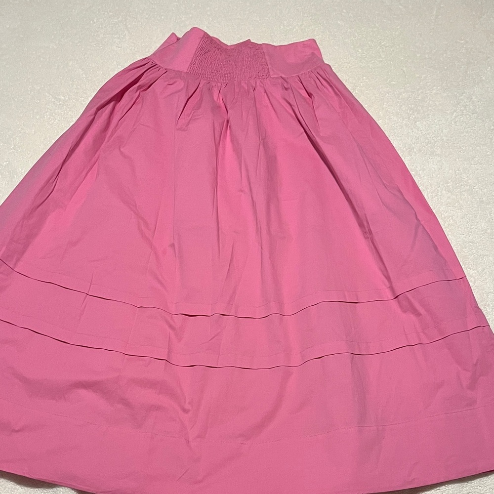Anthropologie Maeve Pink Maxi Skirt with Button and Pleat Detail Shirred Size XS - Picture 5 of 7